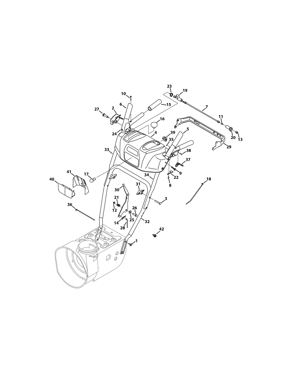 Handle And Frame Diagram and Parts List for 2X26HP (31AM56SS710-31AM56SS756)(2015) Cub Cadet Snow Blower